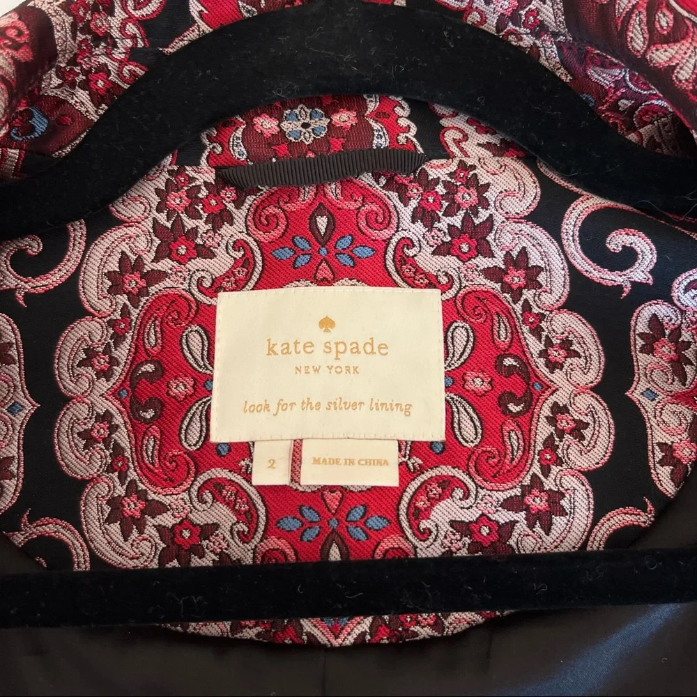Kate Spade red black brocade jacket 2